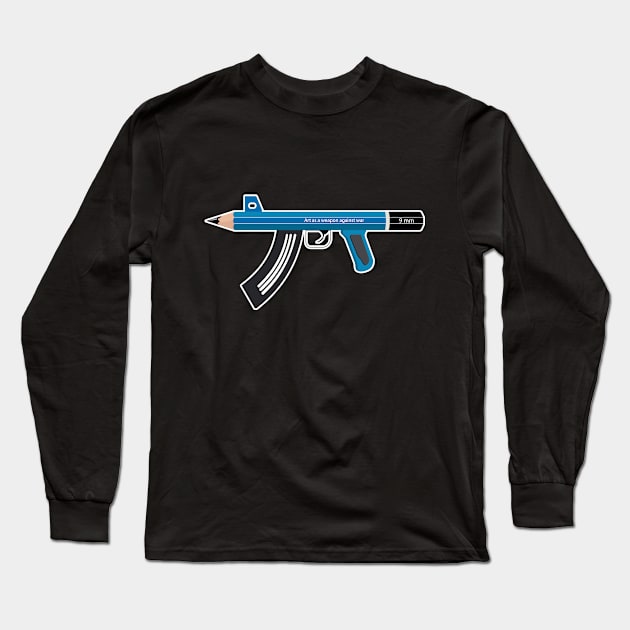 Art as a Weapon Against War - Pencil Machine Gun Design Long Sleeve T-Shirt by Boogosh